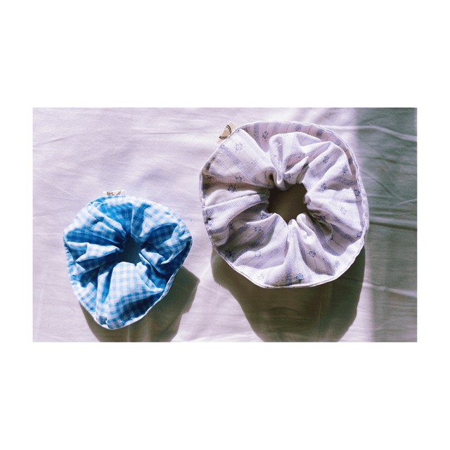 Chouchous (x2) - Vichy bleu & Rayures violettes 