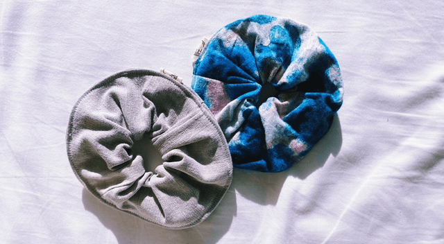 Chouchous (x2) - Vichy bleu & Rayures violettes 